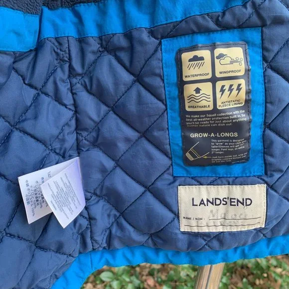 Lands' End Blue & Gray Boys Squall Collection Insulated Waterproof Winter Jacket